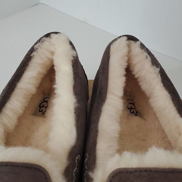 UGG Ansley Slipper Espresso Suede Wool Loafer Moccasin Women US 11 EU 42 New - Picture 5 of 13